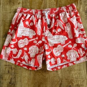 Vibrant Red Graphic Men's Athletic Shorts